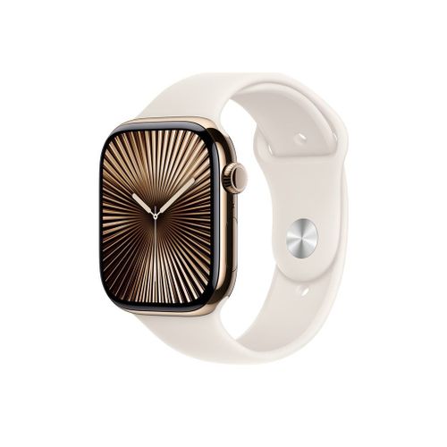 Apple Watch Series 10 GPS + Cellular - Boîtier Titane 46 mm Finition Or - Taille S/M