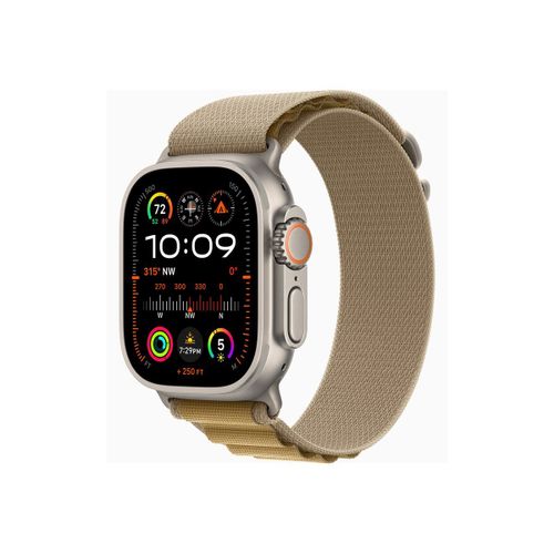 Apple Watch Ultra 2 - 49 mm - titanium naturel - Montre connectée avec Boucle Alpine - textile - ocre - taille du bracelet : S - 64 Go - LTE, Wi-Fi 4, UWB, Bluetooth - 4G - 61.4 g