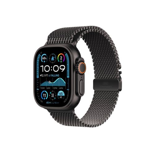 Apple Watch Ultra 2 GPS + Cellular 49 mm Boîtier en Titane Noir avec Bracelet Milanais Titane Noir L