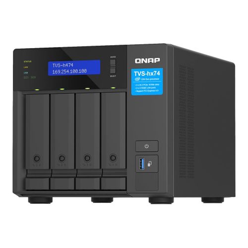QNAP TVS-H474 - Serveur NAS - 4 Baies - SATA 6Gb/s - RAID JBOD, 0, 1, 5, 6, 10, TM, RAID TP - RAM 8 Go - Gigabit Ethernet / 2.5 Gigabit Ethernet - iSCSI support