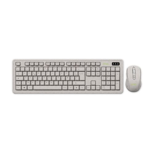 MCL - Ensemble clavier et souris - bioplastique - sans fil - 2.4 GHz - AZERTY - Français - beige terrazzo - Pour la vente au détail - boîte de couleur