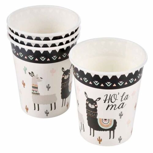 Lot De 6 Gobelets En Papier "Ho'lama" 25cl Noir