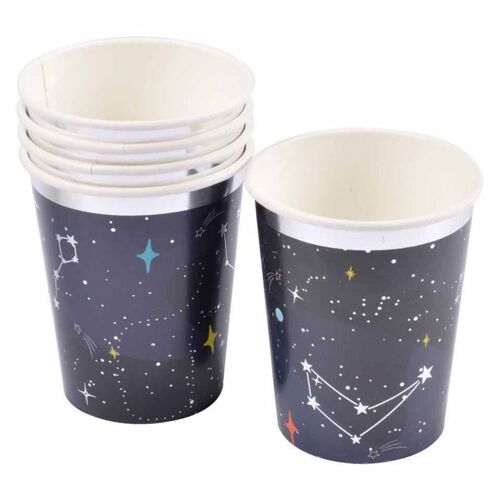 Lot De 6 Gobelets En Papier "Espace" 25cl Bleu