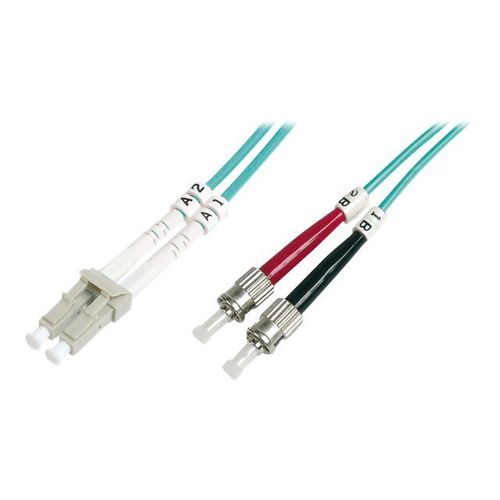DIGITUS - Cordon de raccordement - LC multi-mode (M) pour ST multi-mode (M) - 2 m - 2 m - fibre optique - 50 / 125 microns - OM3 - démarré, sans halogène - turquoise