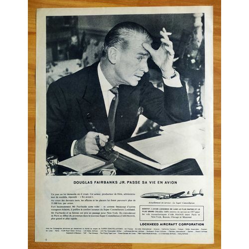 Publicité Papier - Lockheed Aircraft Corporation, Constellation, Air France 1956