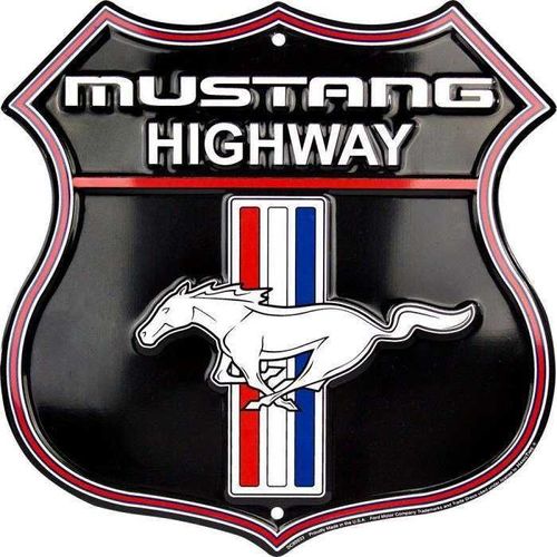 Plaque Ford Mustang Highway Blason Embouti Tole Deco Garage