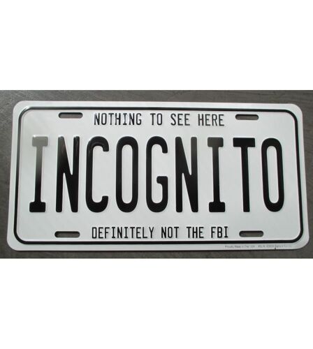 Plaque D'immatriculation Incognito Nothing To See Tole Usa En Relief