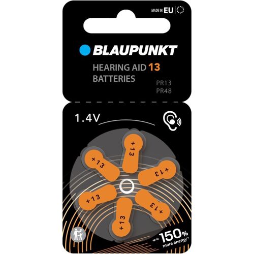BLAUPUNKT Pack 6 Piles Auditives PR13 Zinc Air Idéal ITE et contour d'oreille (BTE)