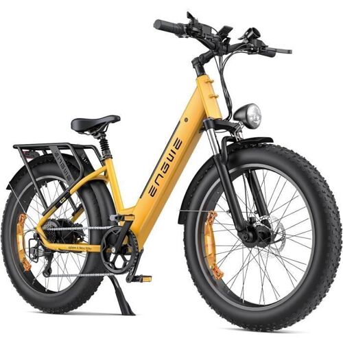 Velo Femme Electrique Vtc Engwe E26 St 26 Pouces Fat Bike De Ville Moteur 250w Autonomie 140km Double Suspension 48v16ah Jaune