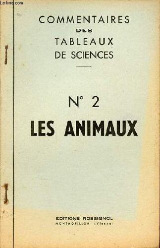 Commentaires Des Tableaux De Sciences - N°2 Les Animaux.