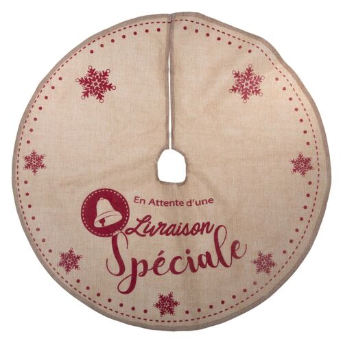 Tapis pour sapin de Noël - Diam. 90 cm - Marron et rouge