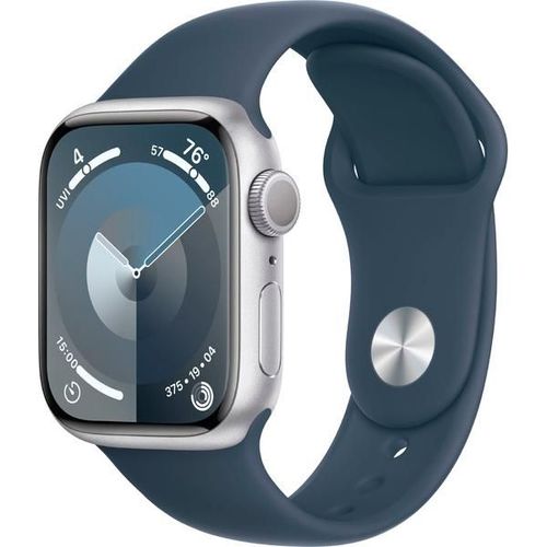 Apple Watch Series 9 GPS - Boîtier Aluminium 41 mm Argent Bleu Orage - Bracelet S/M