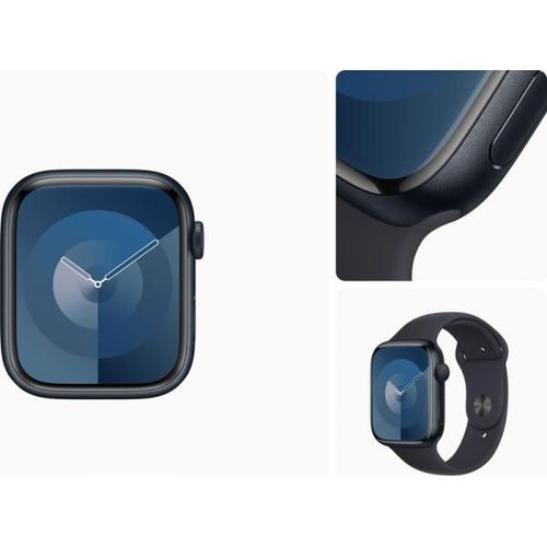 Apple Watch Series 9 GPS (MR9A3) 45 mm Boîtier en aluminium minuit avec bracelet sport minuit noir