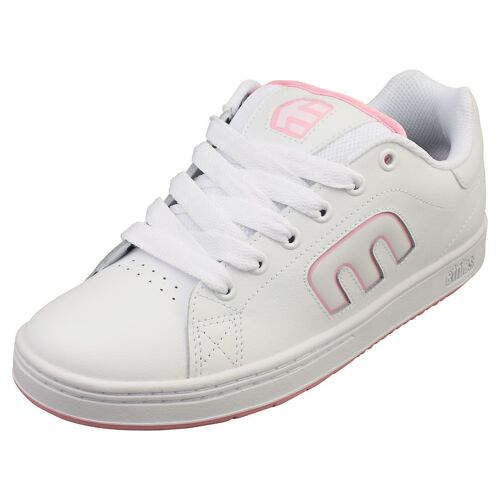 Chaussures Etnies Callicut Baskets De Skate En Cuir Blanc Rose