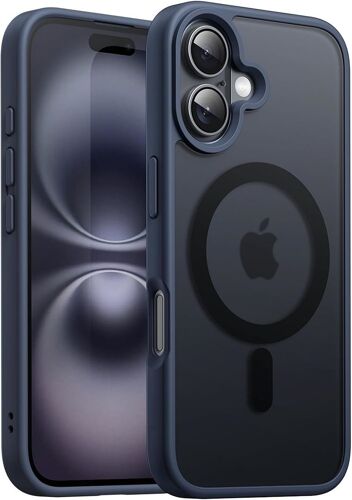 Coque Pour Iphone 16, Protection Hybride Anti-Rayures Avec Cerle Magnétique - Bleu Marine - Booling