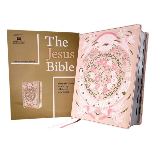 The Jesus Bible Artist Edition, Esv, (With Thumb Tabs To Help Locate The Books Of The Bible), Leathersoft, Peach Floral, Thumb Indexed