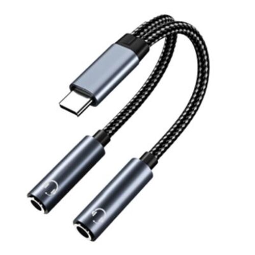 Câble adaptateur USB-C vers double audio 3,5 mm Le noir