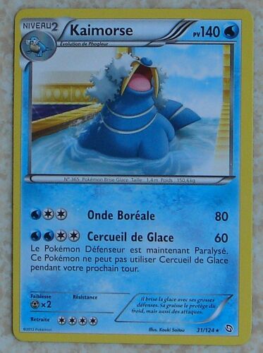 Carte Pokemon Kaimorse 31/124 Pv140 - Niveau 2 Type Eau - Noir & Blanc Dragons Exaltés 2012