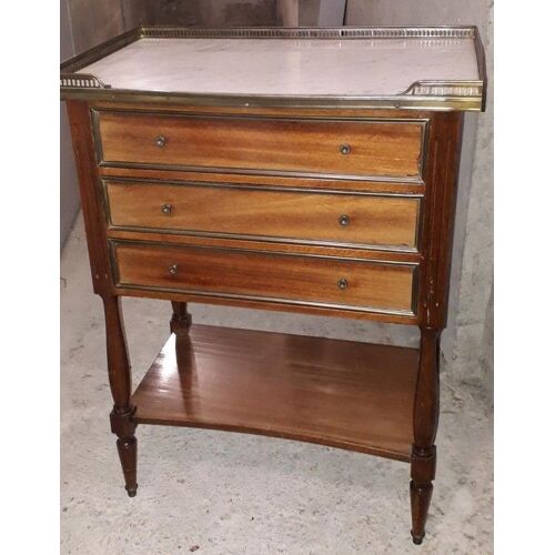 Table de chevet ou table d'appoint bois et marbre fin 18e