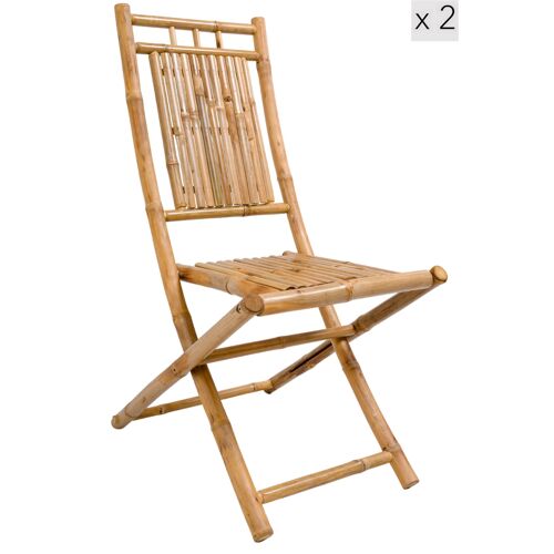 Lot De 2 Chaises En Bambou Massif