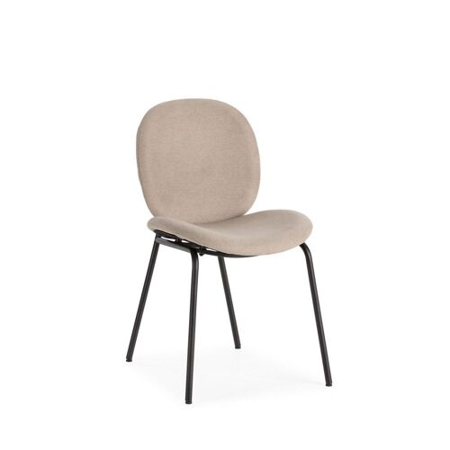 Drawer - Bega - Lot de 2 chaises en tissu et métal - Beige