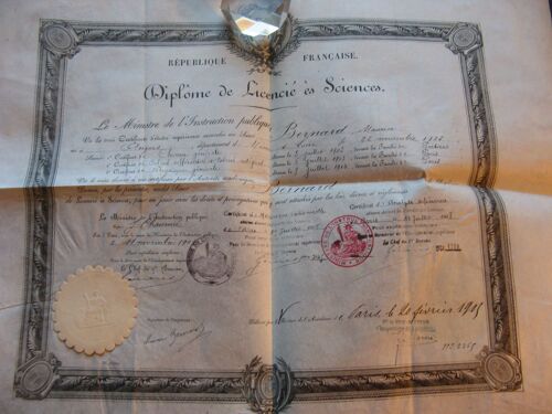 Diplome De Licencié Es Sciences 1905 Académie De Paris