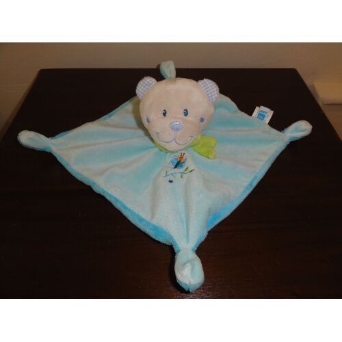 Doudou Ours Plat Bleu Tex