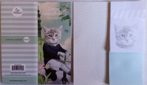 Lot De 2 Carnets De Notes Autocollantes - Chat - 200 Feuilles / Carnet (Notes Repositionnables, Post-It)