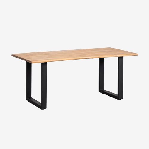 Table à manger rectangulaire 180x90 cm en bois d'acacia et acier Maupi Noir