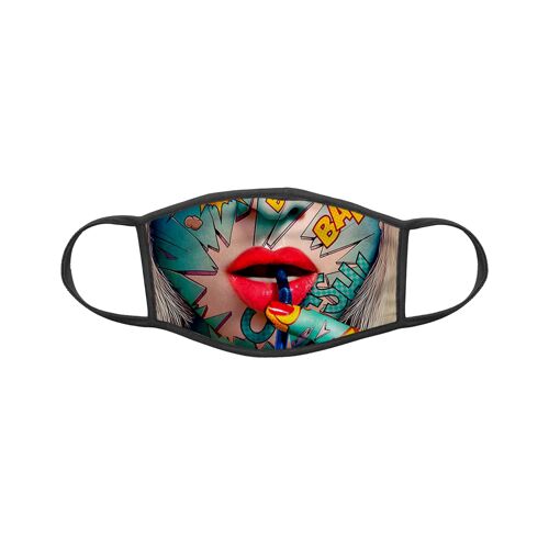 Masque En Tissu Lavable Personnalisé Collection Bouche Femme Pop Art Ref 49