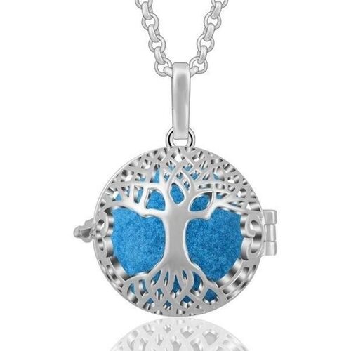 Bola De Grossesse Arbre Avec Racines Avec Carillon Bleue * Longueur Collier : 114 Cm * Matière Pendentif : Cuivre, Plaqué Argent