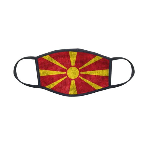 Masque En Tissu Lavable Pour Enfant 8-12 Ans Drapeau Macedoine Ref 0114