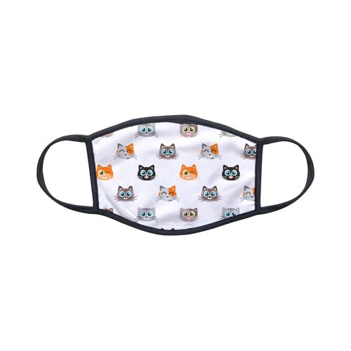 Masque En Tissu Lavable Pour Enfant 8-12 Ans Collection Fashion Chat Kawaii Design 28