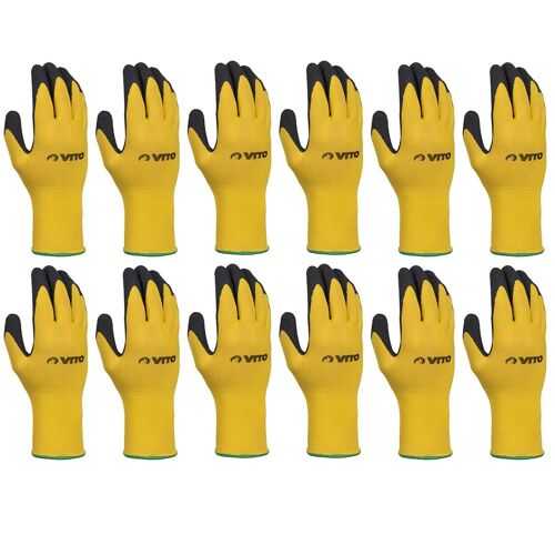 Pack de 12 Gants de Protection travail Nitrile Antiderapants Confort Adherence Protection Certifiee CE VITO