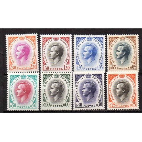 Monaco 1959: 8 Timbres À L'éffigie De Rainier Iii