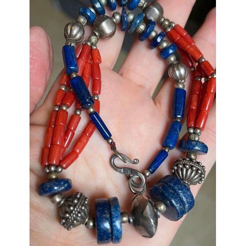 Magnifique, Ancien Collier Lapis-Lazuli Et Corail Rouge