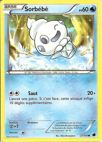 Carte Pokemon Glaciation Plasma Sorbebe 27/116 Francais
