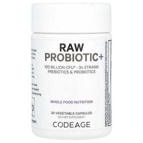 Codeage, Raw Probiotic+, 100 Milliards D'ufc, 30 Capsules Végétales 