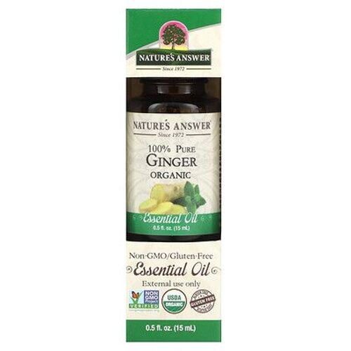 Nature's Answer, Huile Essentielle Biologique 100 % Pure, Gingembre, 15 Ml 