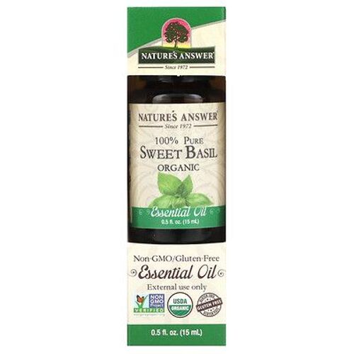 Nature's Answer, Huile Essentielle Biologique 100 % Pure, Basilic Doux, 15 Ml 