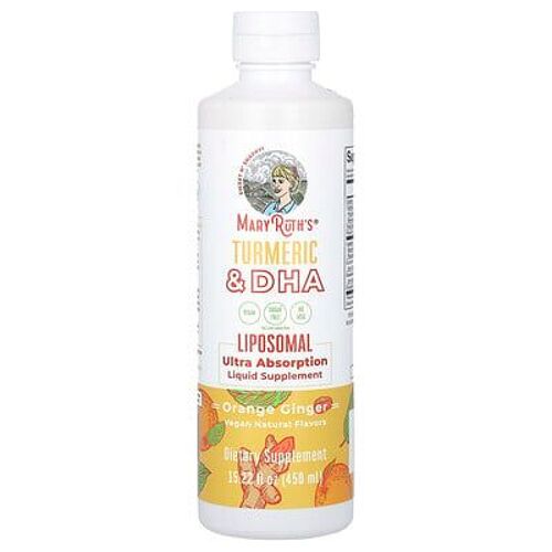 Maryruth's, Complément Liposomal Liquide À Base De Curcuma Et De Dha, Orange Et Gingembre, 450 Ml