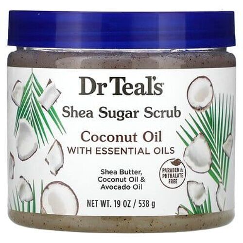 Dr. Teal's, Gommage Au Sucre De Karité, Huile De Coco Enrichie En Huiles Essentielles, 538 G 