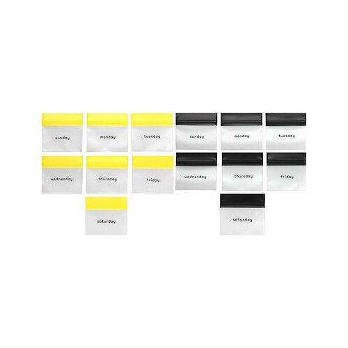 Ezy Dose, Lot De 7 Flacons De Pilules Réutilisables Pour Le Matin Et Le Soir, Noir Et Jaune, 1 Kit 