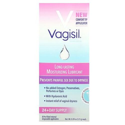 Vagisil, Lubrifiant Hydratant Longue Durée, 8 Applicateurs Internes Pré-Remplis À Usage Unique, 5,9 G Chacun 