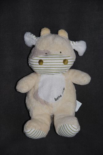 Doudou Peluche Vache Kimbaloo La Halle Beige Raye Bebe Kmb 28 Cms