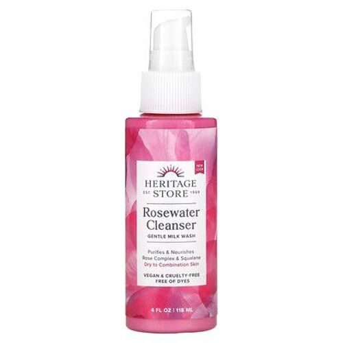 Heritage Store, Nettoyant À L'eau De Rose, Peaux Sèches À Mixtes, 118 Ml 