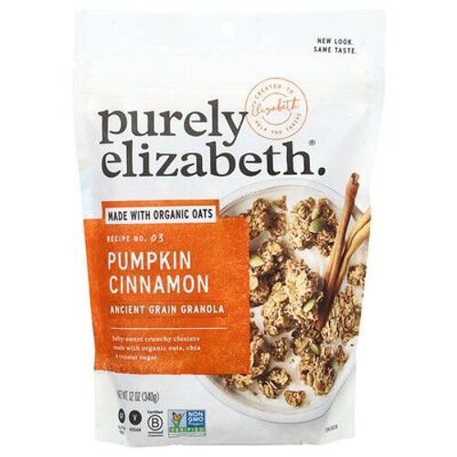 Purely Elizabeth, Granola Aux Céréales Anciennes, Grappes Croustillantes Sucrées-Salées, Potiron Et Cannelle, 340 G