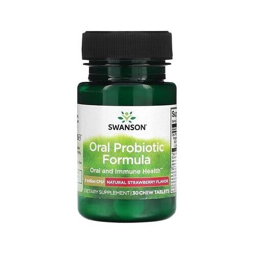 Swanson, Formule Probiotique Orale - Fraise Naturelle, 3 Milliards D'ufc, 30 Comprimés À Croquer 