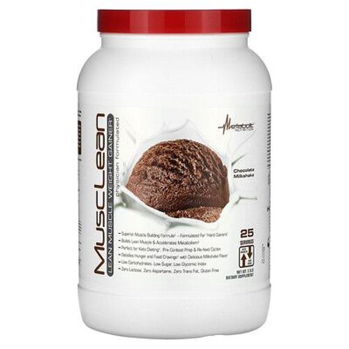 Metabolic Nutrition, Musclean, Gain De Poids Pour La Masse Musculaire Maigre, Milkshake Au Chocolat, 2,5 Kg 