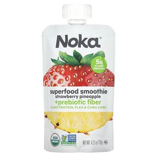 Noka, Smoothie Aux Superaliments + Fibres Prébiotiques, Fraise Et Ananas, 120 G 